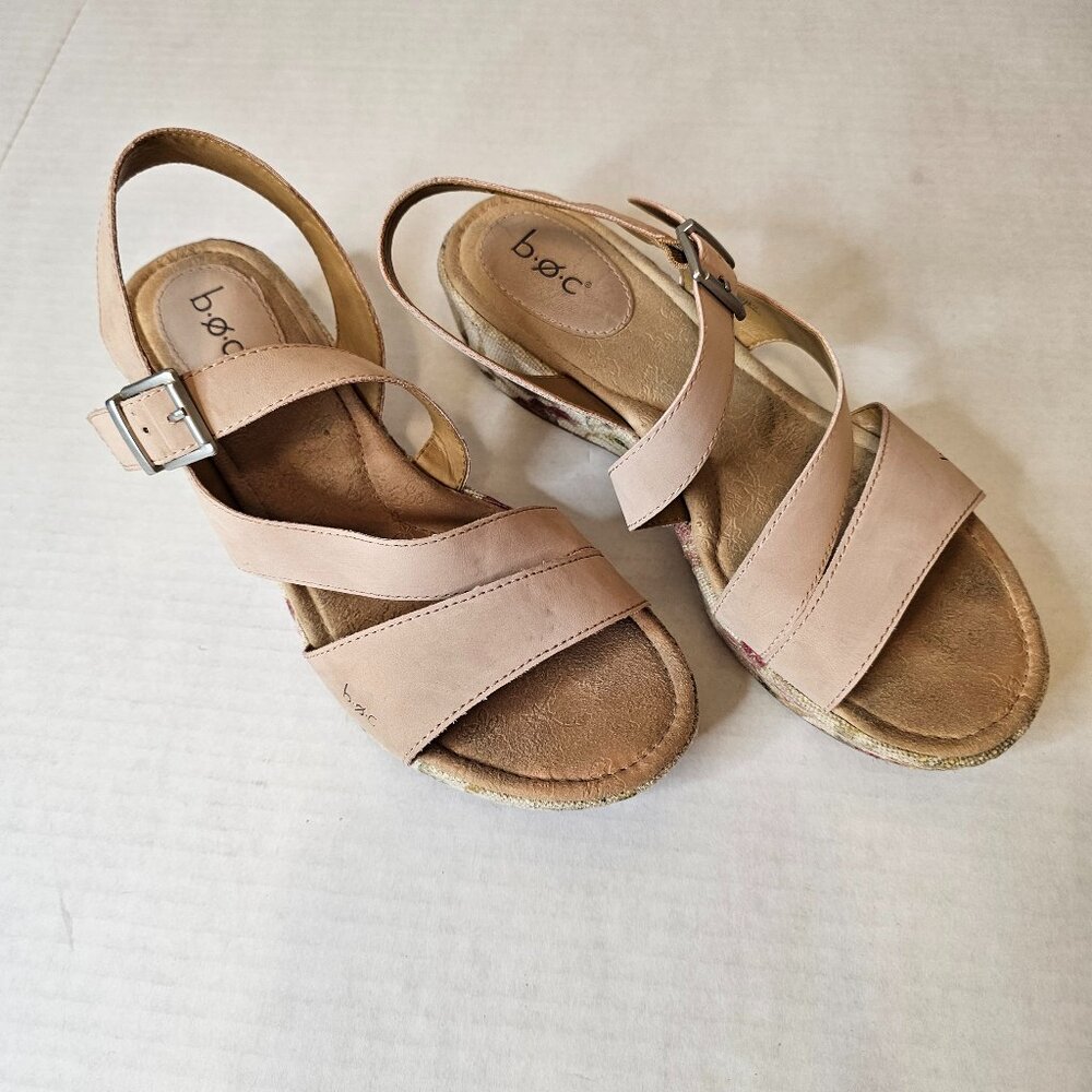 boc, Size 10M, Pink, Strappy Sandal with Flowered Heel